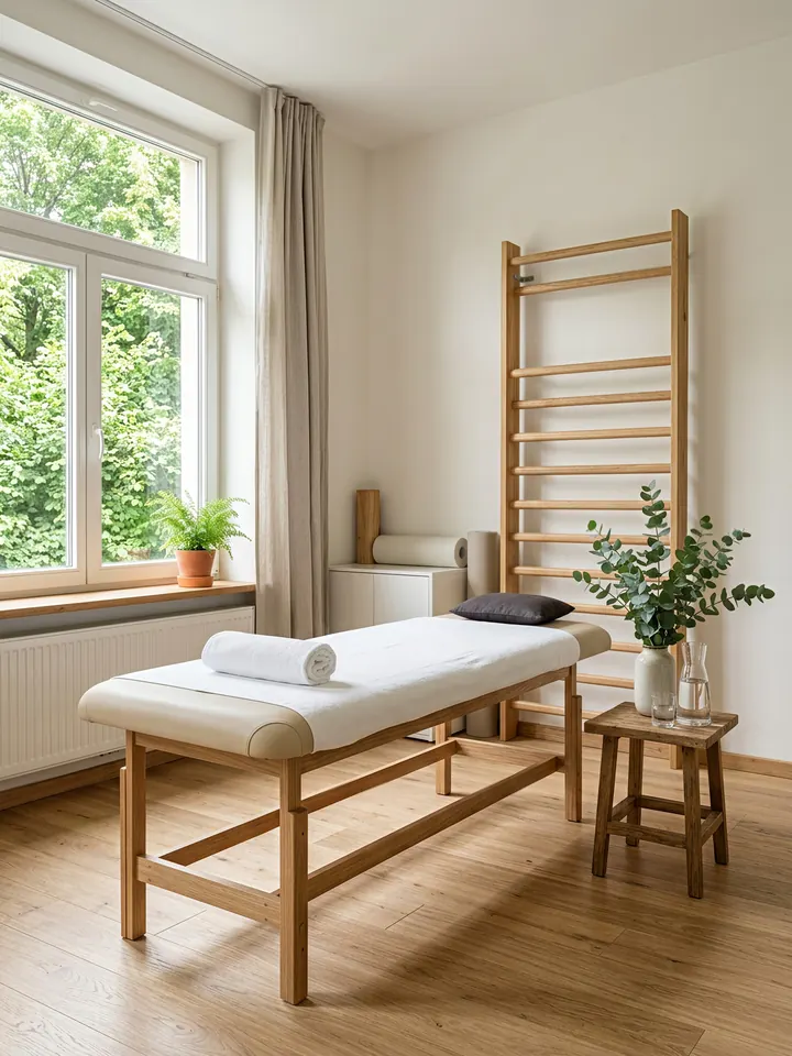 Heller Behandlungsraum einer Physiotherapie-Praxis