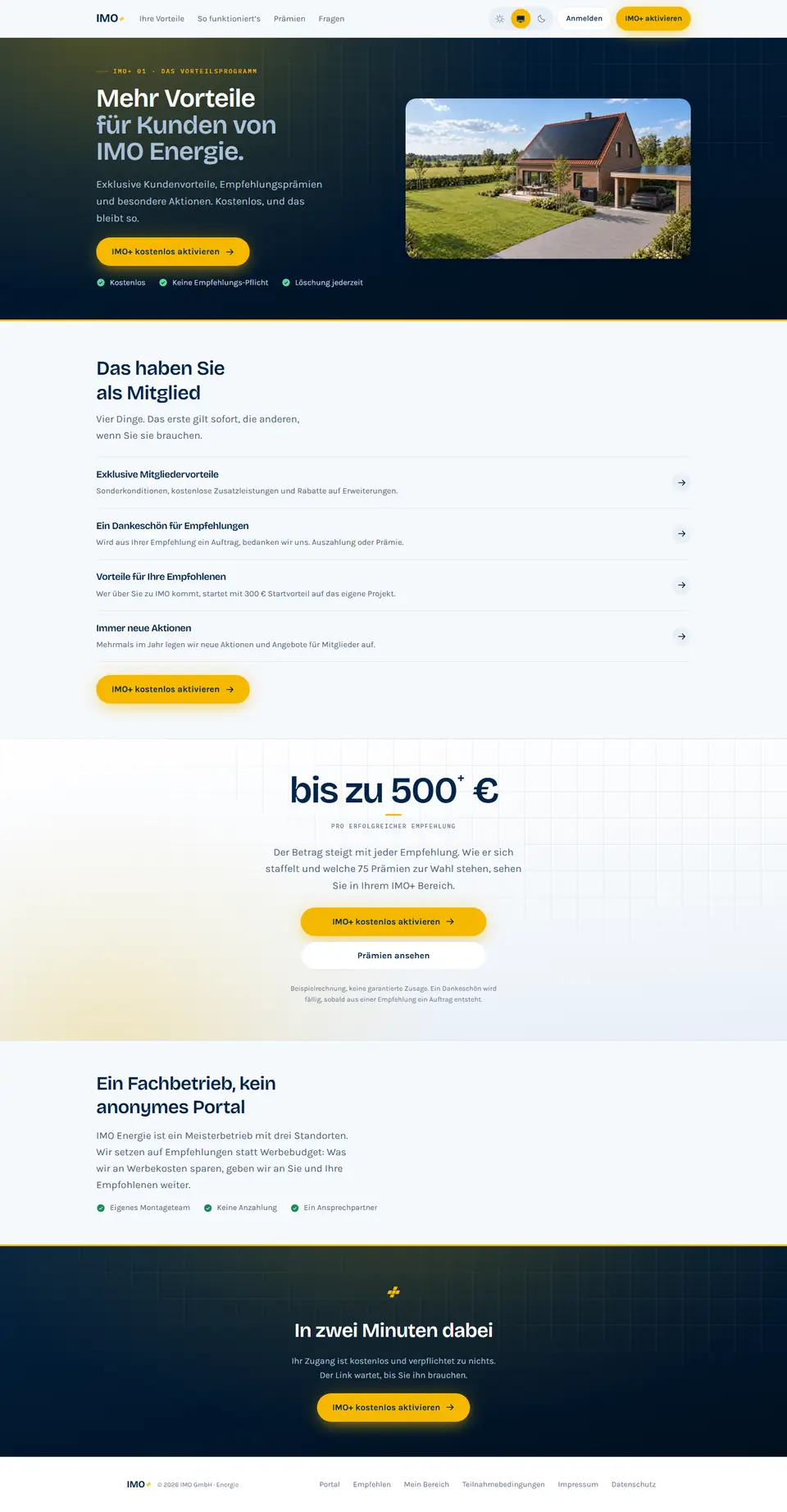 Startseite von IMO+ am Rechner
